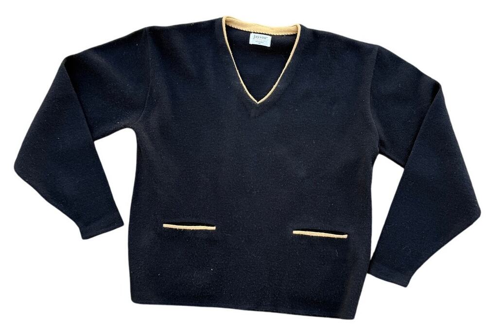 🖤 Vintage Jayson Black Gold Trim Knit Sweater – Made in USA – Women’s M